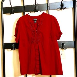 Lane Bryant Plus 22/24W Red Button Down Top